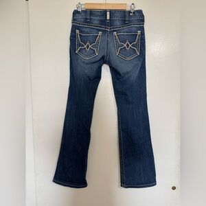 Ariat real denim Dark Blue Women's Boot Cut Jeans Sz 28S decorative stitching
